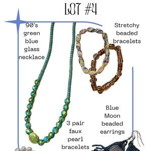 90's beaded bracelet, earring, necklace lot